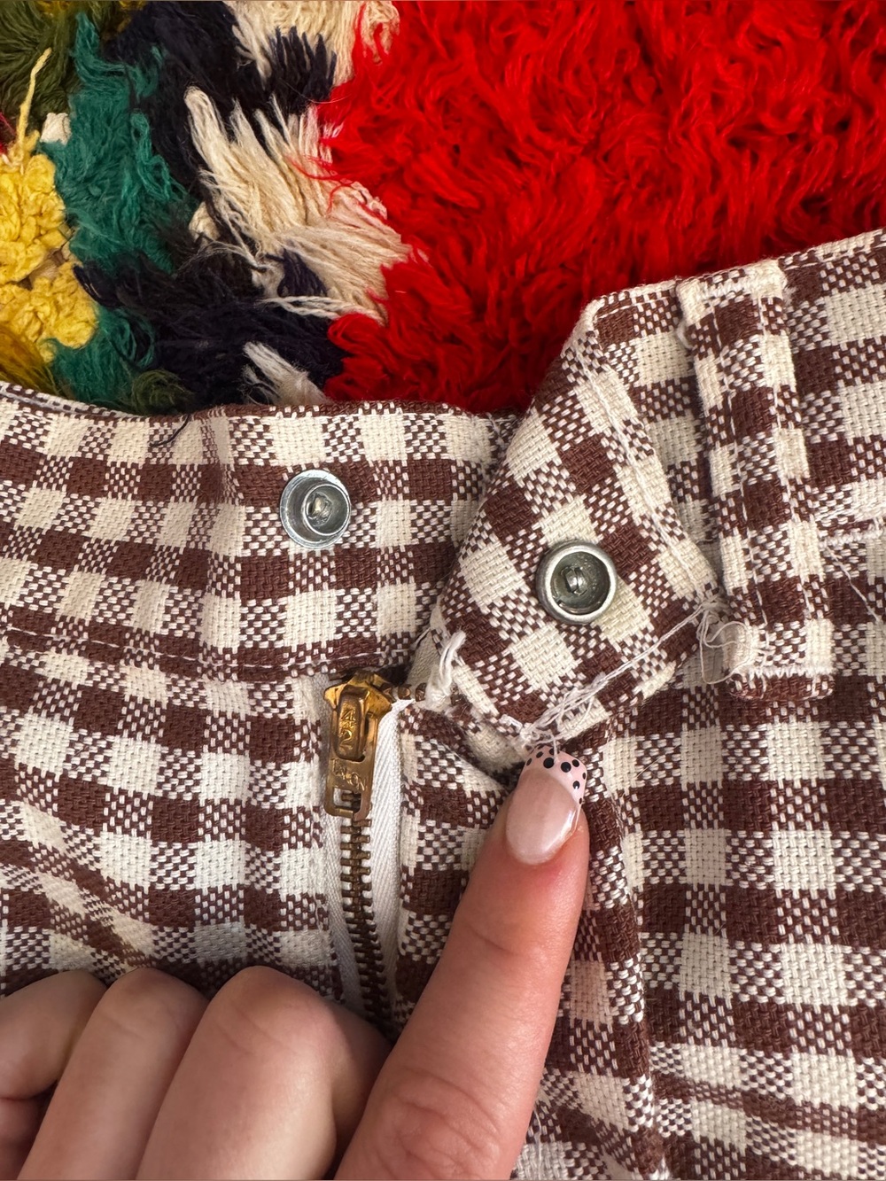 60s Vintage Big E Levi’s Brown Gingham Pants - Picture 4 of 10
